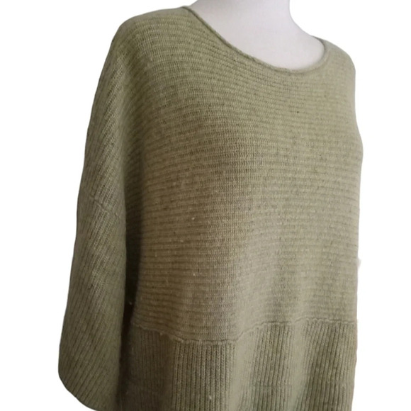 J. Jill Light Green Rib Knit Boxy Fit Wool Linen Blend Sweater Size Large - Picture 4 of 8